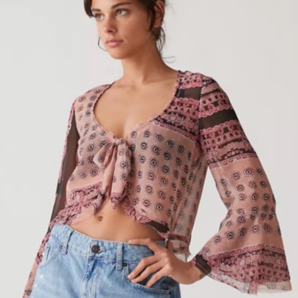 NWOT Kristen Tie-Front Blouse by Urban Outfitters - Picture 1 of 6